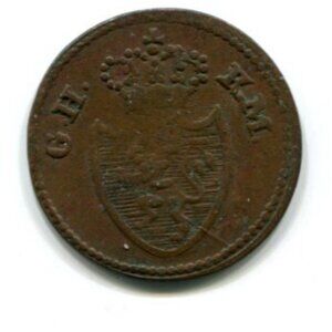 1819 Hessen-Darmstadt German State One Pfennig Coin (b289-19)